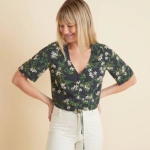 Marine Layer Bek Cinch Top in Black Floral Print